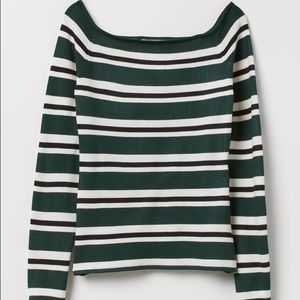 H&M Green Off the Shoulder Top